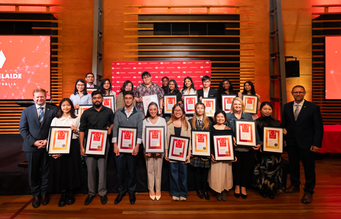 Award winners of the 2024 StudyAdelaide international student awards